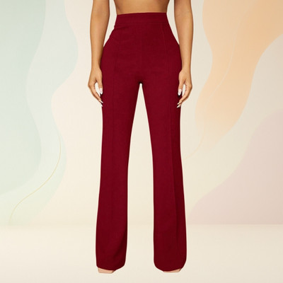 Anitafashion Comfort Fit, Regular Fit Women Maroon Trousers