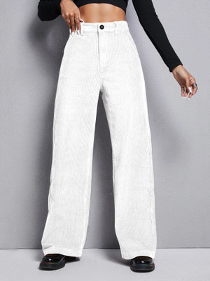 Rajovati Loose Fit Women White Trousers