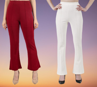 GLAMHOOD Regular Fit Women Maroon Trousers