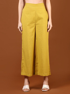 V-MART Regular Fit Women Yellow Trousers
