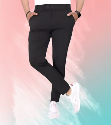 chirag enterprises Regular Fit Men Black Trousers
