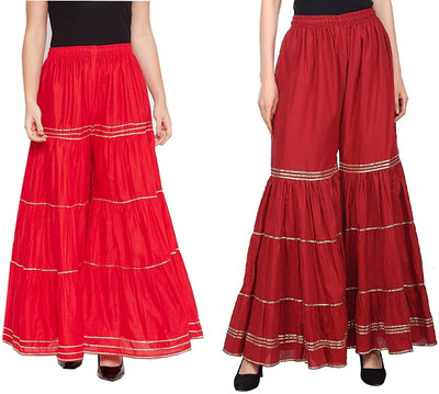 TNQ Regular Fit Women Red, Maroon Trousers