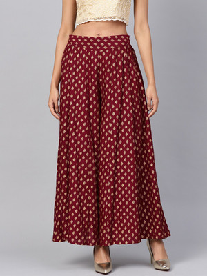 Juniper Flared Women Gold, Maroon Trousers