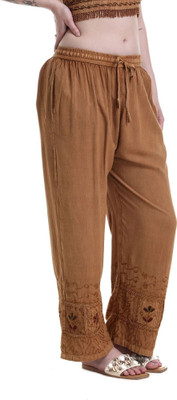 Label Of Lalaji Garments Regular Fit Women Brown Trousers