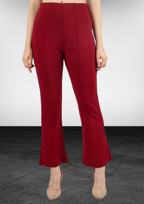 GLAMHOOD Regular Fit Women Maroon Trousers