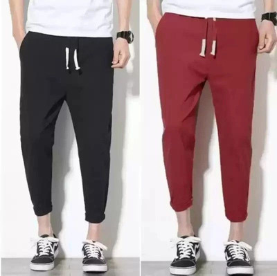 Kashmiri threading Solid Men Black, Red Track Pants