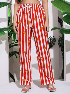 Ravaiyaa - Attitude Is Everything Regular Fit Women Red, White Trousers