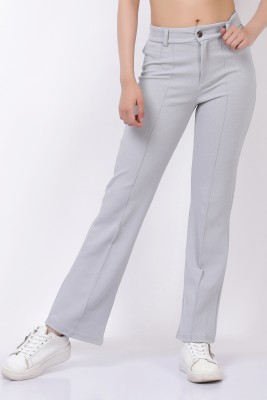 CLOTHINK India Regular Fit Women Grey Trousers