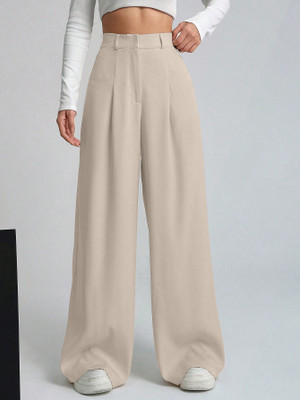 Aahwan Straight Fit Women Beige Trousers