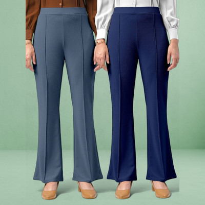 Anitafashion Comfort Fit, Regular Fit Women Grey, Dark Blue Trousers