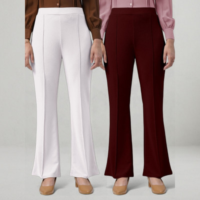 jenile stoor Loose Fit Women White, Maroon Trousers