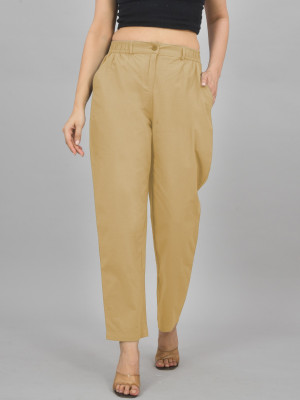 QuaClo Regular Fit Women Beige Trousers