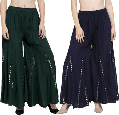 SMAASUM Comfort Fit Women Green, Dark Blue Trousers