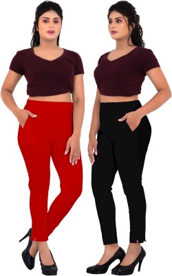 QUEEN PUSHPAM Regular Fit Women Red, Black Trousers