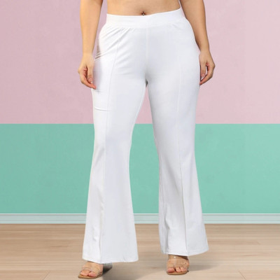 nitafashion Loose Fit Women White Trousers