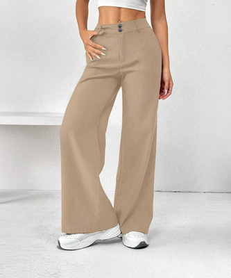 Rajovati Loose Fit Women Beige Trousers