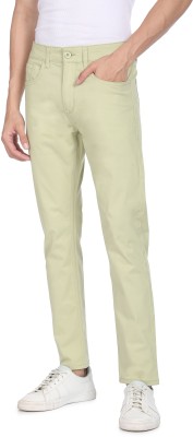 FLYING MACHINE Regular Fit Men Light Green Trousers