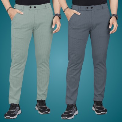 GIBBONTE Regular Fit Men Grey, Light Green Trousers