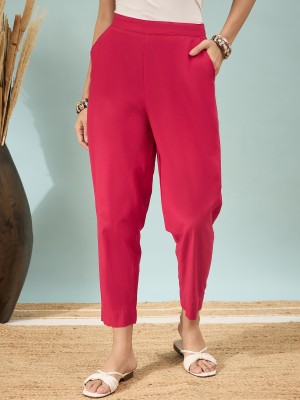 D K W Regular Fit Women Red Trousers