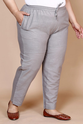 AAVONI Straight Fit Women Grey Trousers