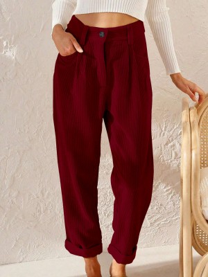 Rajovati Loose Fit Women Maroon Trousers