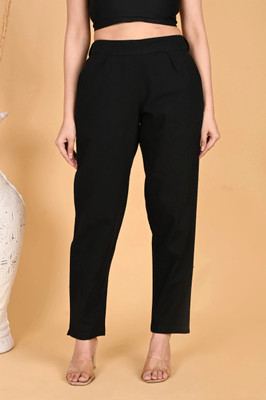Fiona Straight Fit Women Black Trousers