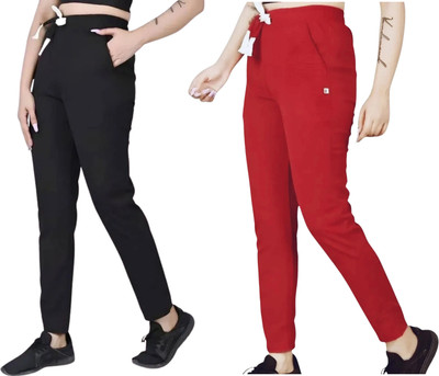 Kashmiri Theads Comfort Fit Women Black, Red Trousers