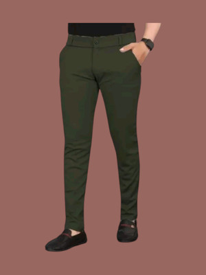 CIVIRASTYLE Regular Fit Men Green Trousers