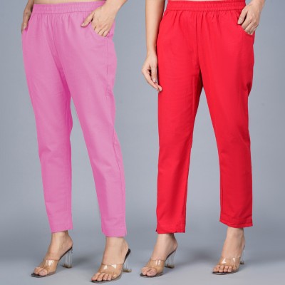 QuaClo Regular Fit Women Pink, Red Trousers