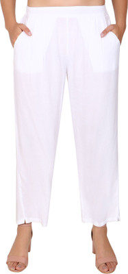 Kanna Fabric Regular Fit Women White Trousers