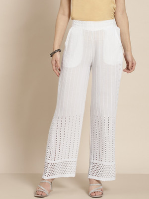 Juniper Flared Women White Trousers