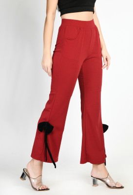 Moshe Regular Fit Women Maroon Trousers