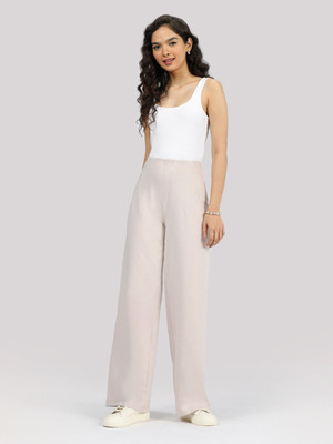 BlissClub Work-To-Wine Twill Wide Darts Pant - Regular Regular Fit Women Beige Trousers