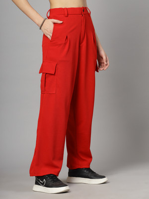 UZARUS Regular Fit Women Red Trousers