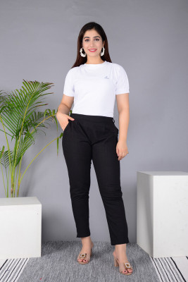 IMPROVUS Regular Fit Women Black Trousers