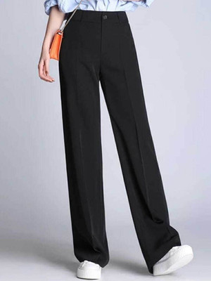 Broadstar Loose Fit Women Black Trousers