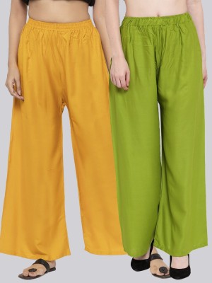 VALLES365 by S.c. Flared Women Light Green, Yellow Trousers