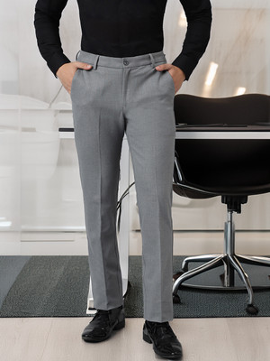 SUBTRACT Slim Fit Men Grey Trousers