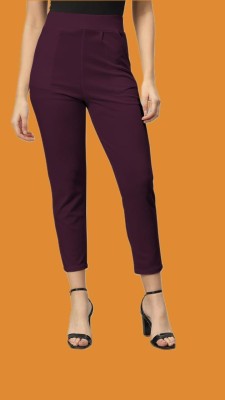 Wolica Regular Fit Women Purple Trousers