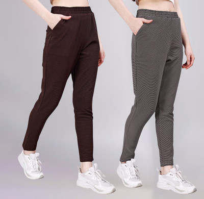 FEBVIBE Regular Fit Women Multicolor Trousers