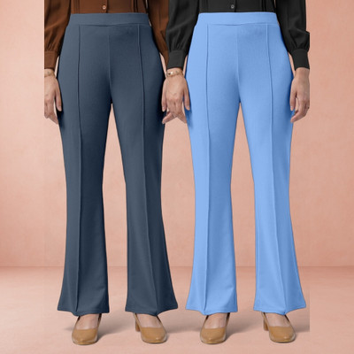 Anitafashion Loose Fit Women Grey, Light Blue Trousers