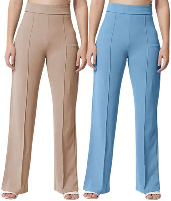 OOWL Straight Fit Women Cream Trousers