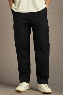 LOUIS PHILIPPE Regular Fit Men Black Trousers