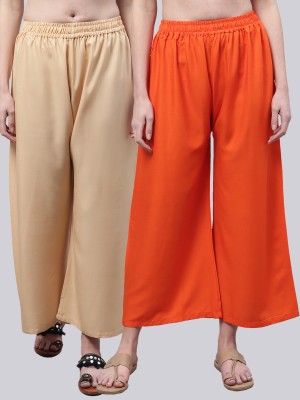 VALLES365 by S.c. Flared Women Beige, Orange Trousers