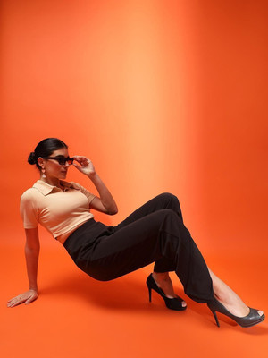 KOTTY Regular Fit Women Black Trousers