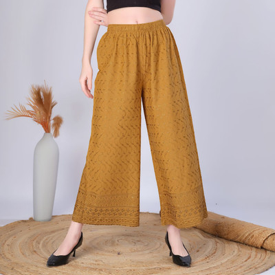 Vivika Flared Women Gold Trousers