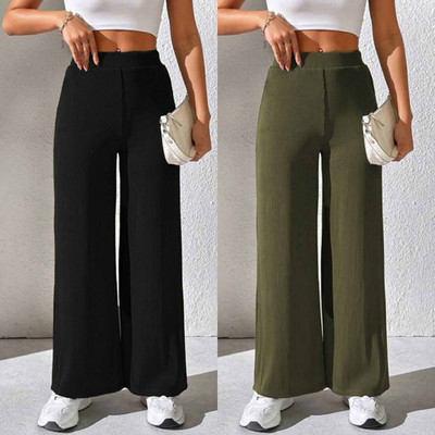 Qyaas Regular Fit Women Black, Dark Green Trousers