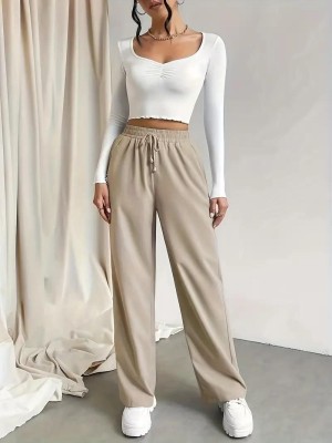 BLUELOCK Straight Fit Women Cream Trousers