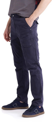 RARE RABBIT Regular Fit Men Dark Blue Trousers