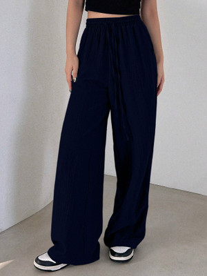 Leriya Fashion Regular Fit Women Dark Blue Trousers